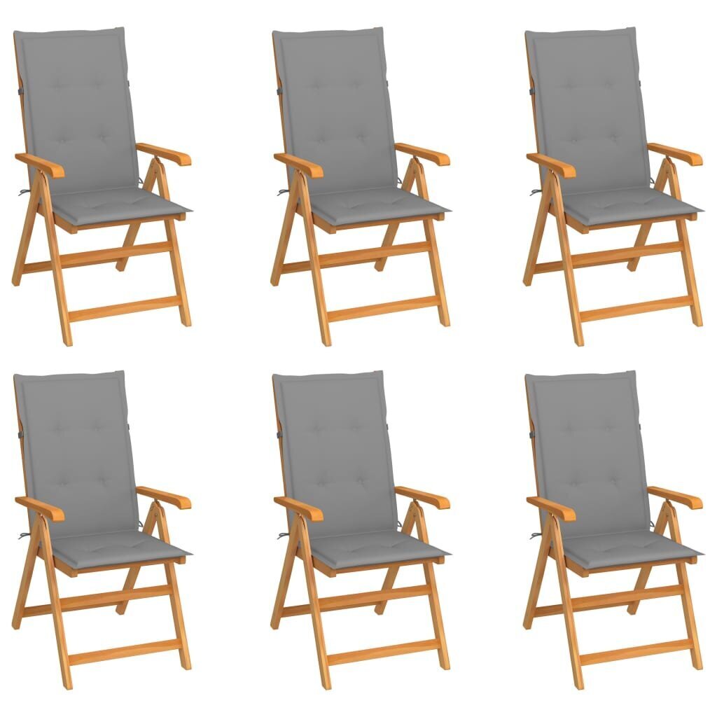 Sodo kėdės su pagalvėlėmis, 6 vnt, rudos kaina ir informacija | Lauko kėdės, foteliai, pufai | pigu.lt