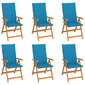 Sodo kėdės su mėlynomis pagalvėlėmis, 6 vnt, rudos kaina ir informacija | Lauko kėdės, foteliai, pufai | pigu.lt