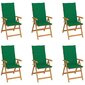 Sodo kėdės su žaliomis pagalvėlėmis, 6 vnt, rudos kaina ir informacija | Lauko kėdės, foteliai, pufai | pigu.lt