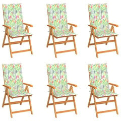 Sodo kėdės su lapų raštų pagalvėlėmis, 6 vnt, rudos kaina ir informacija | Lauko kėdės, foteliai, pufai | pigu.lt