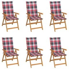 Sodo kėdės su languotomis pagalvėlėmis, 6 vnt, rudos kaina ir informacija | Lauko kėdės, foteliai, pufai | pigu.lt