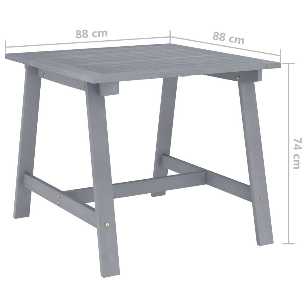 Sodo valgomojo stalas, 88x88x74cm, pilkas kaina ir informacija | Lauko stalai, staliukai | pigu.lt