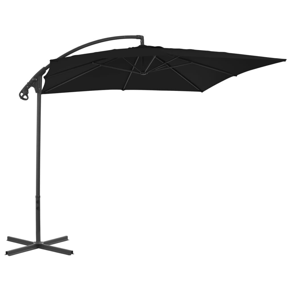 Lauko skėtis su plieniniu stulpu, 300x260 cm, juodas kaina ir informacija | Skėčiai, markizės, stovai | pigu.lt