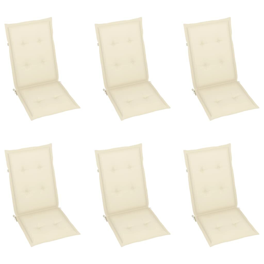 Sodo kėdės pagalvėlės, 6vnt., 120x50x4 cm, kreminės spalvos kaina ir informacija | Pagalvės, užvalkalai, apsaugos | pigu.lt