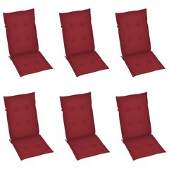 Sodo kėdės pagalvėlės, 6vnt., 120x50x4 cm, raudonos цена и информация | Подушки, наволочки, чехлы | pigu.lt