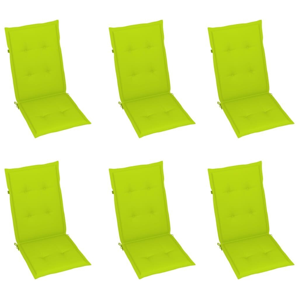 Pagalvėlės kėdei, 6 vnt., 120x50x4 cm, žalios kaina ir informacija | Pagalvės, užvalkalai, apsaugos | pigu.lt