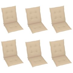 Sodo kėdės pagalvėlės, 6 vnt, 100x50x4 cm, smėlio kaina ir informacija | Pagalvės, užvalkalai, apsaugos | pigu.lt