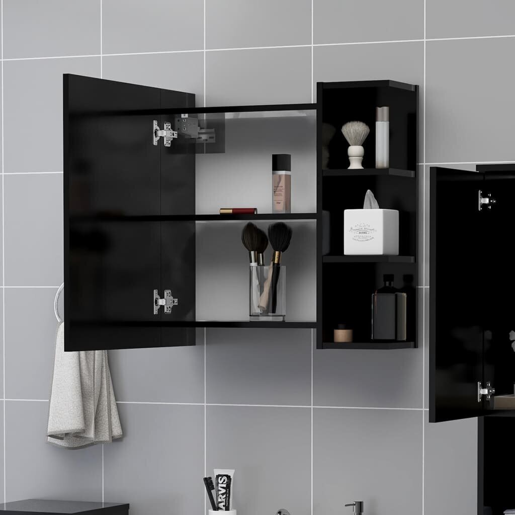 Vonios kambario spintelė, 62,5x20,5x64 cm, juoda kaina ir informacija | Vonios spintelės | pigu.lt