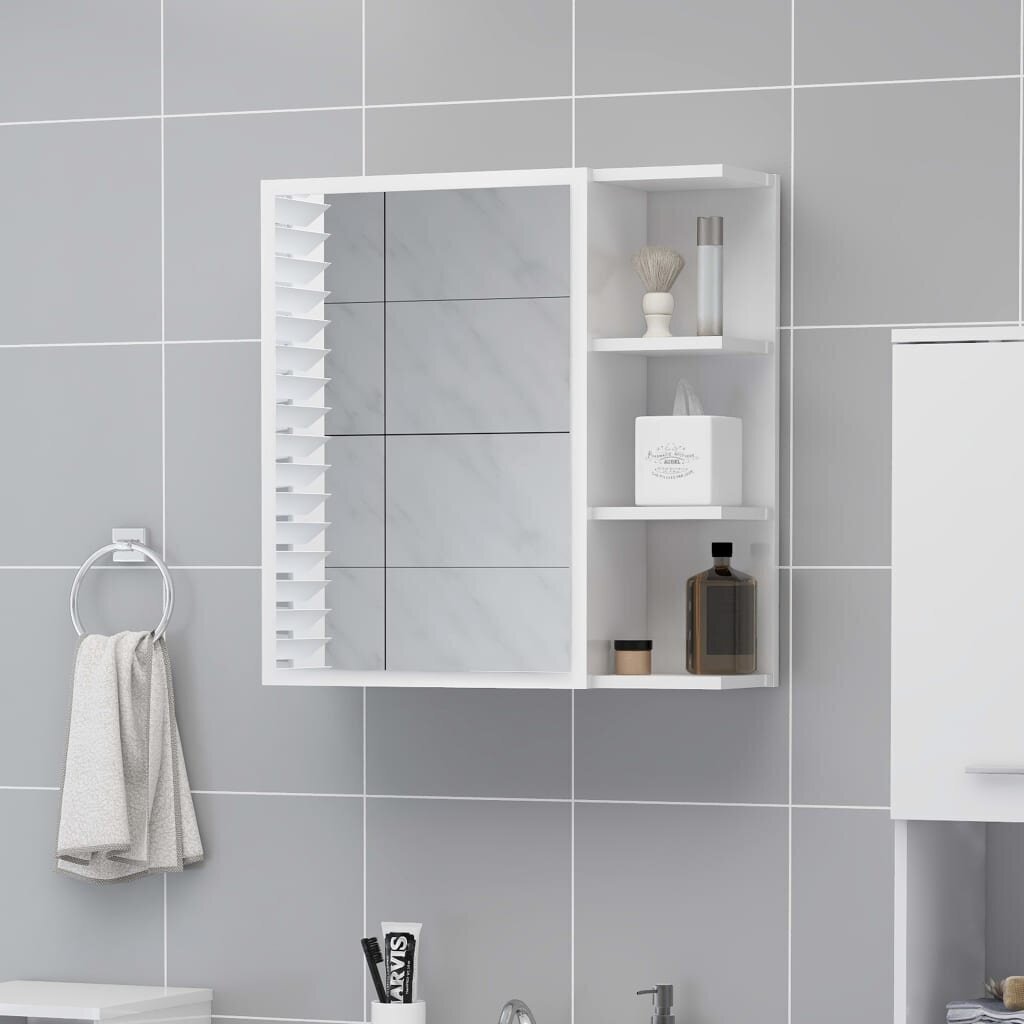 Vonios spintelė, 62,5x20,5x64 cm, blizgi balta цена и информация | Vonios spintelės | pigu.lt