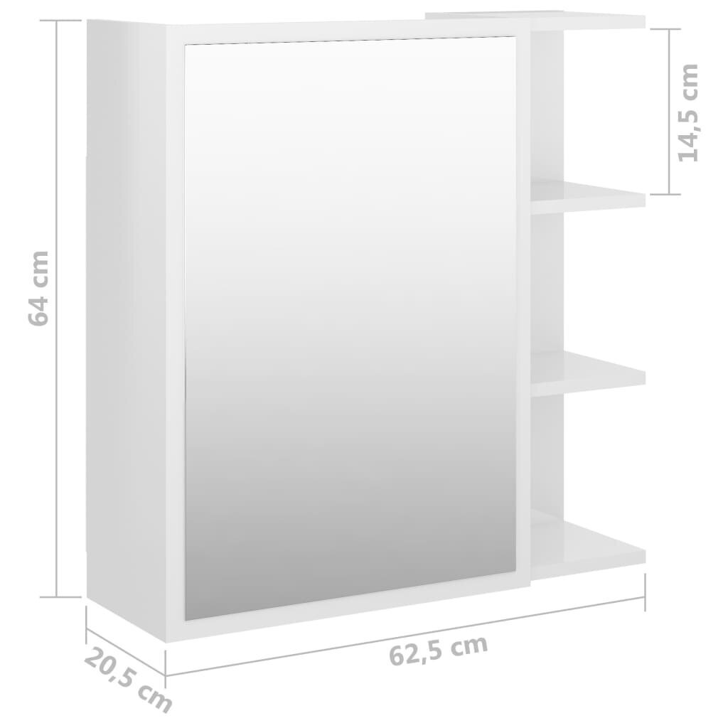 Vonios spintelė, 62,5x20,5x64 cm, blizgi balta kaina ir informacija | Vonios spintelės | pigu.lt
