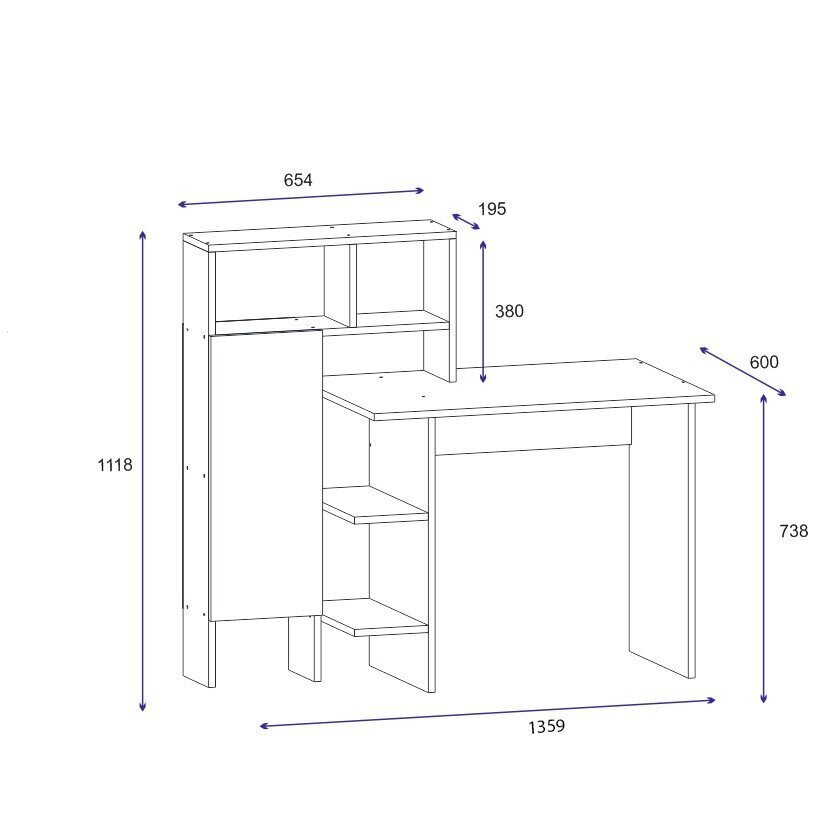 Rašomasis stalas Kalune Design 550 (I), 111,8 cm, pilkas/šviesiai rudas kaina ir informacija | Kompiuteriniai, rašomieji stalai | pigu.lt