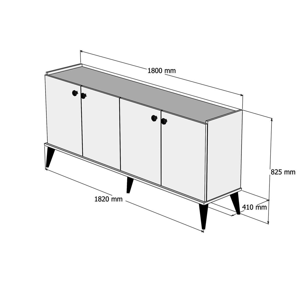 Komoda Kalune Design 566, 182 cm, tamsiai ruda kaina ir informacija | Komodos | pigu.lt