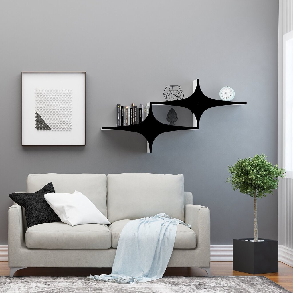 Pakabinama lentyna Kalune Design Wall Shelf 775, 135 cm, balta/juoda цена и информация | Lentynos | pigu.lt