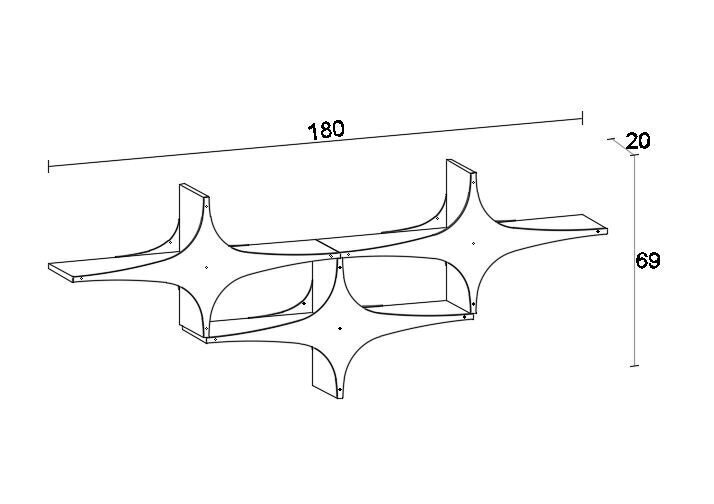 Pakabinama lentyna Kalune Design Wall Shelf 775, 180 cm, balta/juoda цена и информация | Lentynos | pigu.lt