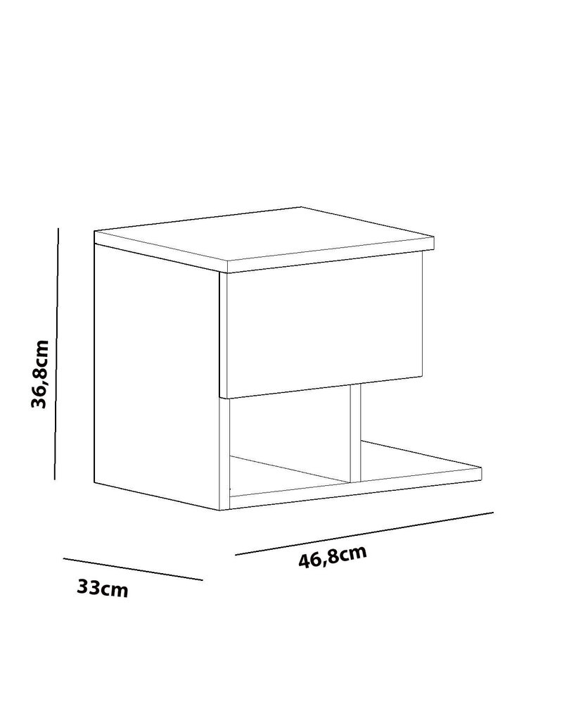 Naktinis staliukas Kalune Design 788, 36,8 cm, baltas цена и информация | Spintelės prie lovos | pigu.lt