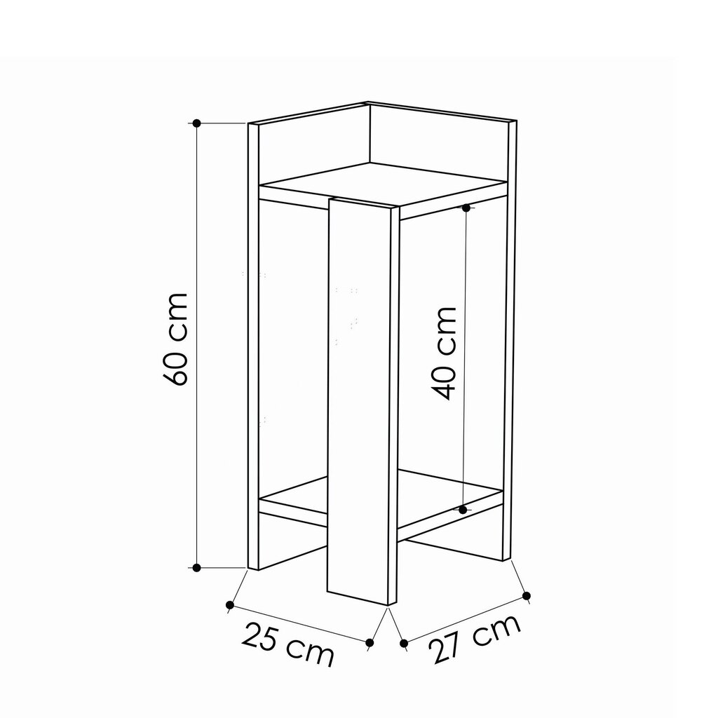 Naktinis staliukas Kalune Design K855(I), 60 cm, pilkas/rudas kaina ir informacija | Spintelės prie lovos | pigu.lt