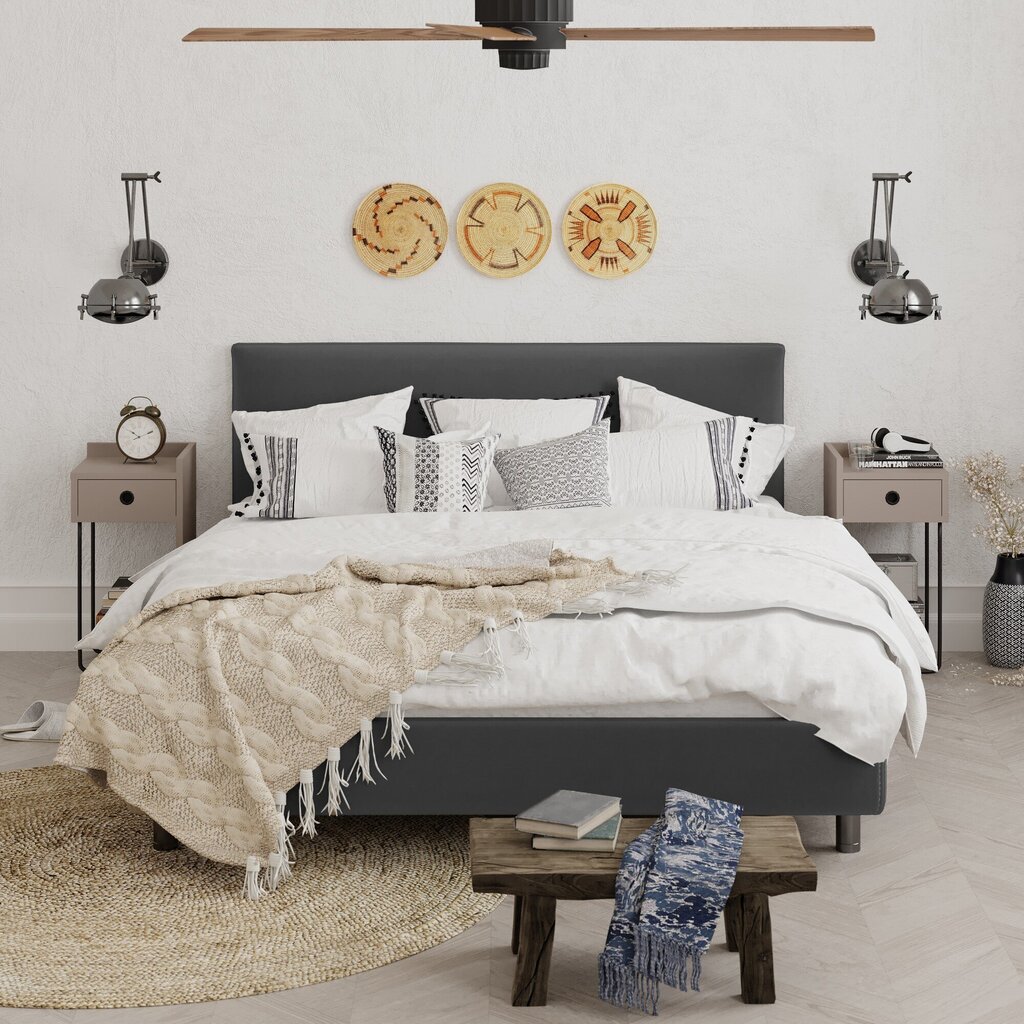 Naktinis staliukas Kalune Design D855(I), 60 cm, šviesiai rudas/juodas kaina ir informacija | Spintelės prie lovos | pigu.lt