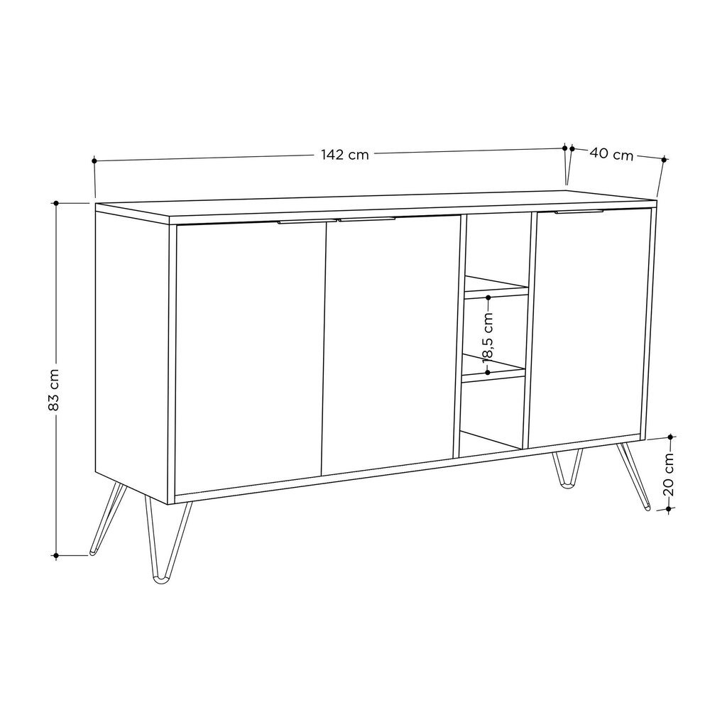 Komoda Kalune Design 855, 142 cm, smėlio spalvos/pilka kaina ir informacija | Komodos | pigu.lt