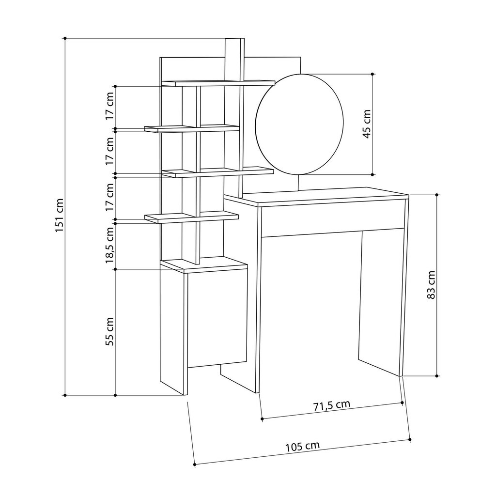 Kosmetinis staliukas Kalune Design 4301, baltas kaina ir informacija | Kosmetiniai staliukai | pigu.lt