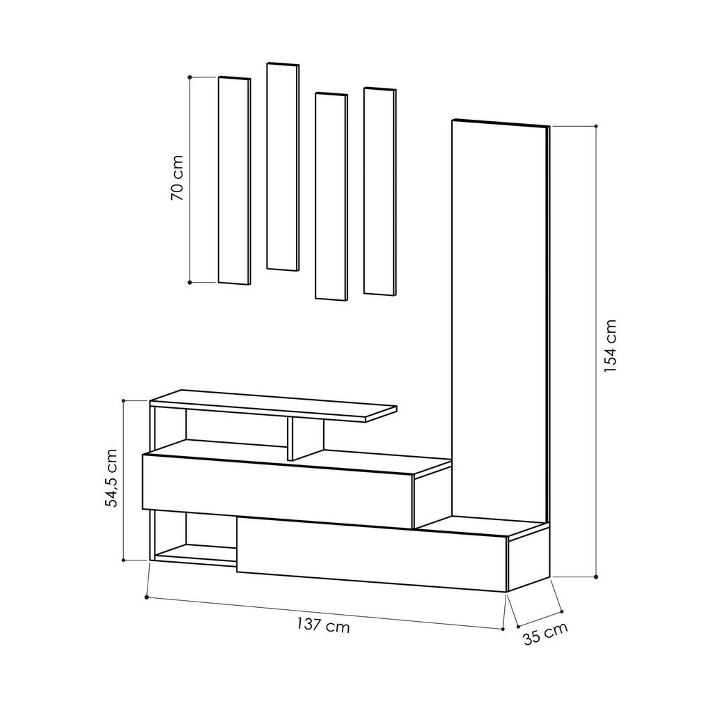 Prieškambario komplektas Kalune Design 855, 137 cm, baltas цена и информация | Prieškambario komplektai | pigu.lt