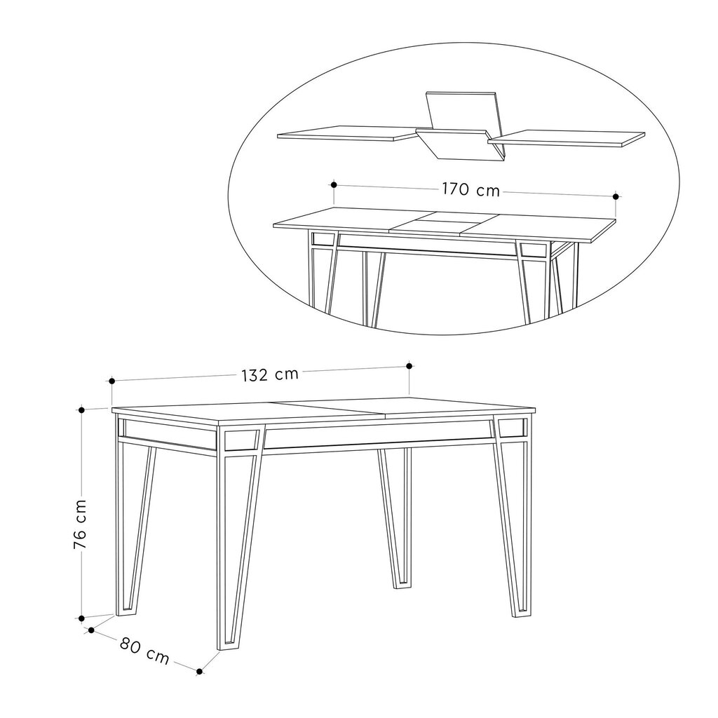 Išskleidžiamas stalas Kalune Design 855, baltas kaina ir informacija | Virtuvės ir valgomojo stalai, staliukai | pigu.lt