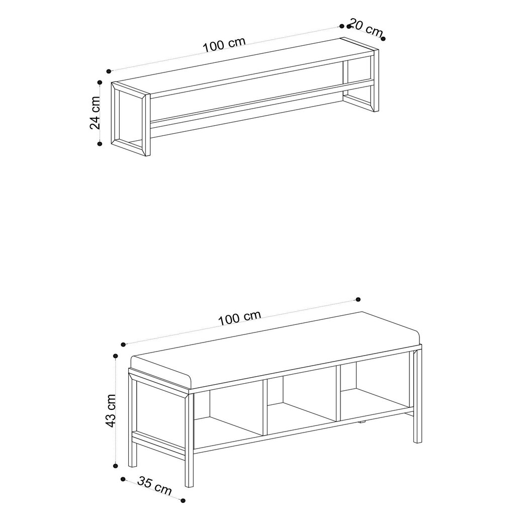 Prieškambario komplektas Kalune Design 793, rudas kaina ir informacija | Prieškambario komplektai | pigu.lt