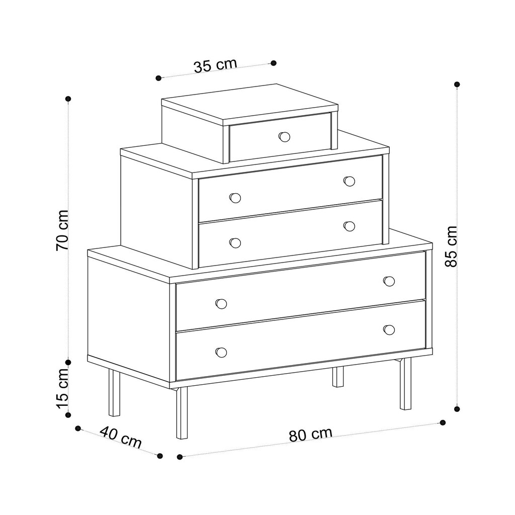 Komoda Kalune Design Dresser 793, ruda kaina ir informacija | Komodos | pigu.lt