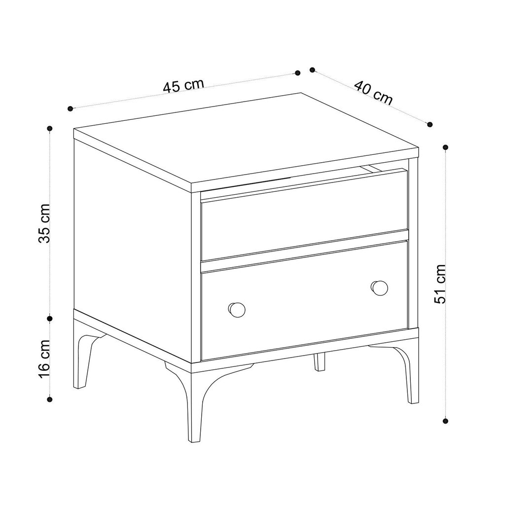 Naktinis staliukas Kalune Design 393 (I), 50 cm, juodas/rudas kaina ir informacija | Spintelės prie lovos | pigu.lt