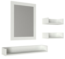 Комплект полок для ванной с зеркалом Kalune Design, белый цена и информация | Шкафчики для ванной | pigu.lt