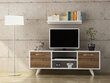 Svetainės baldų komplektas Kalune Design 756(IV), baltas/rudas kaina ir informacija | Sekcijos | pigu.lt