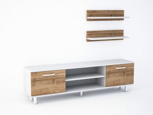 Svetainės baldų komplektas Kalune Design 756(V), baltas/rudas kaina ir informacija | Sekcijos | pigu.lt