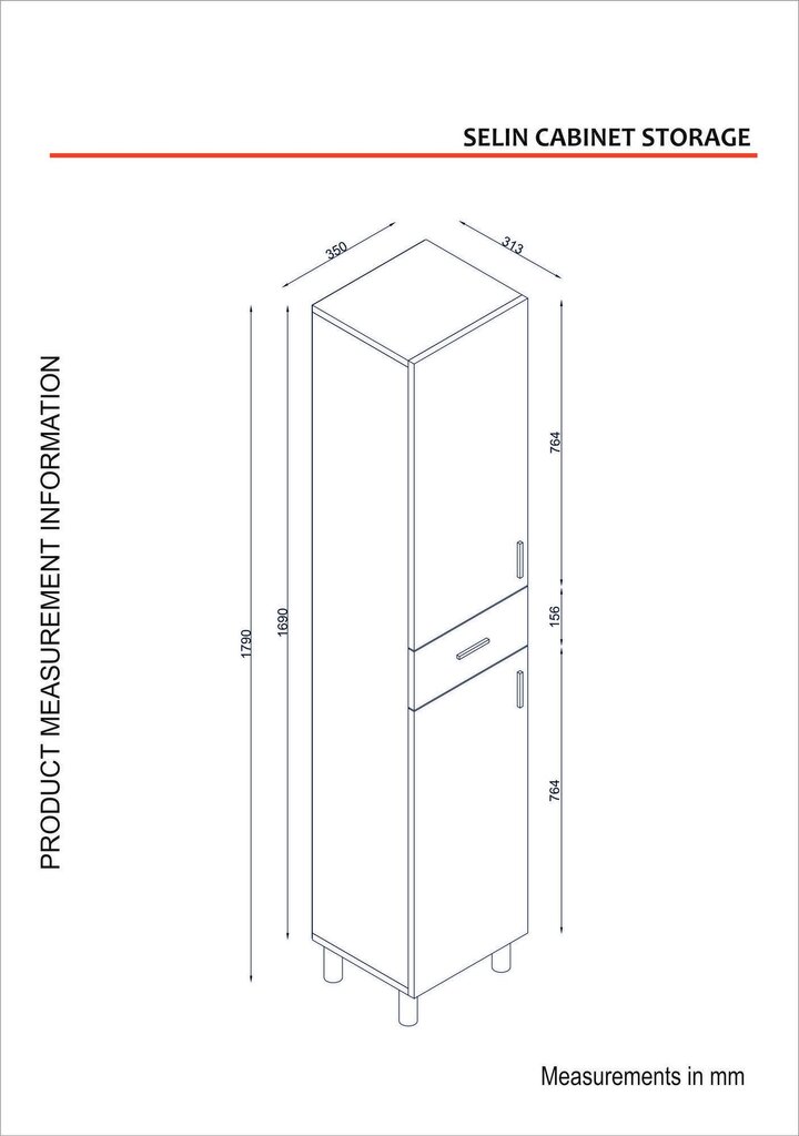 Pastatoma vonios spintelė Kalune Design 756(II), balta kaina ir informacija | Vonios spintelės | pigu.lt