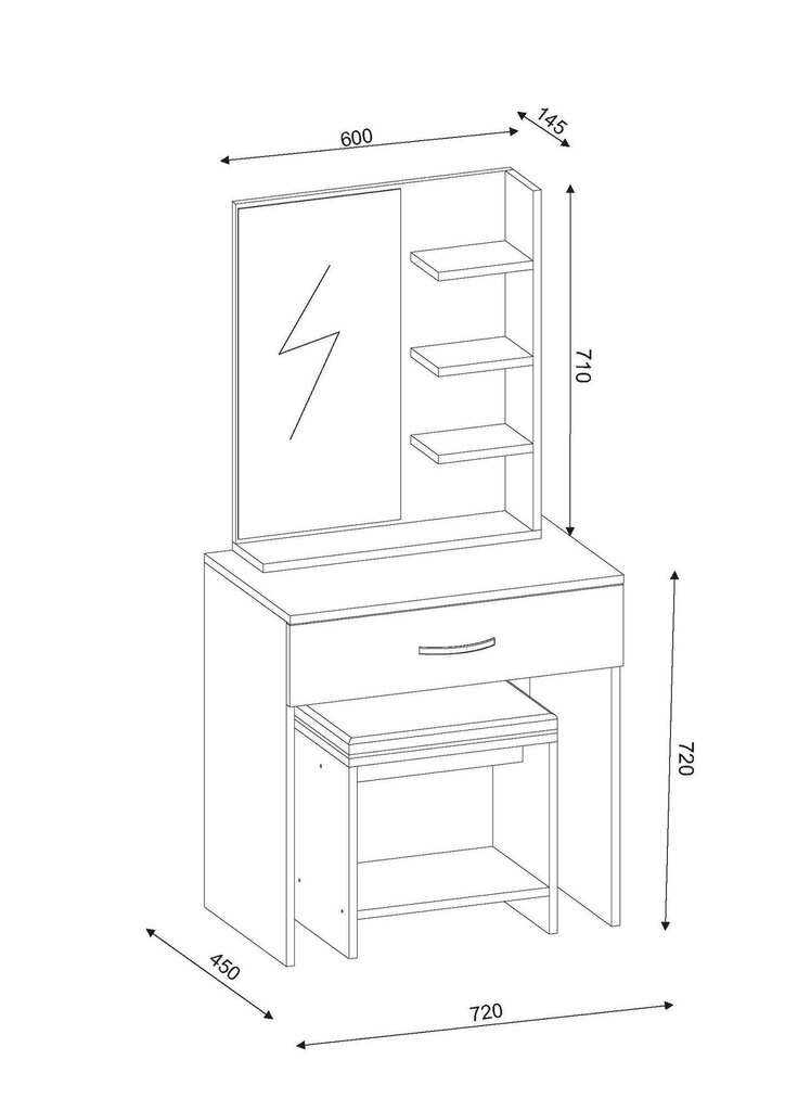 Kosmetinis staliukas Kalune Design 4301, baltas/rudas цена и информация | Kosmetiniai staliukai | pigu.lt