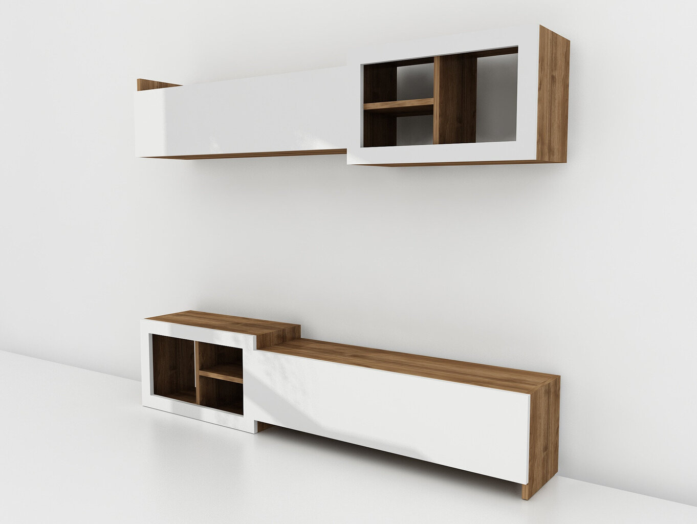Svetainės baldų komplektas Kalune Design 756(III), baltas/rudas цена и информация | Sekcijos | pigu.lt