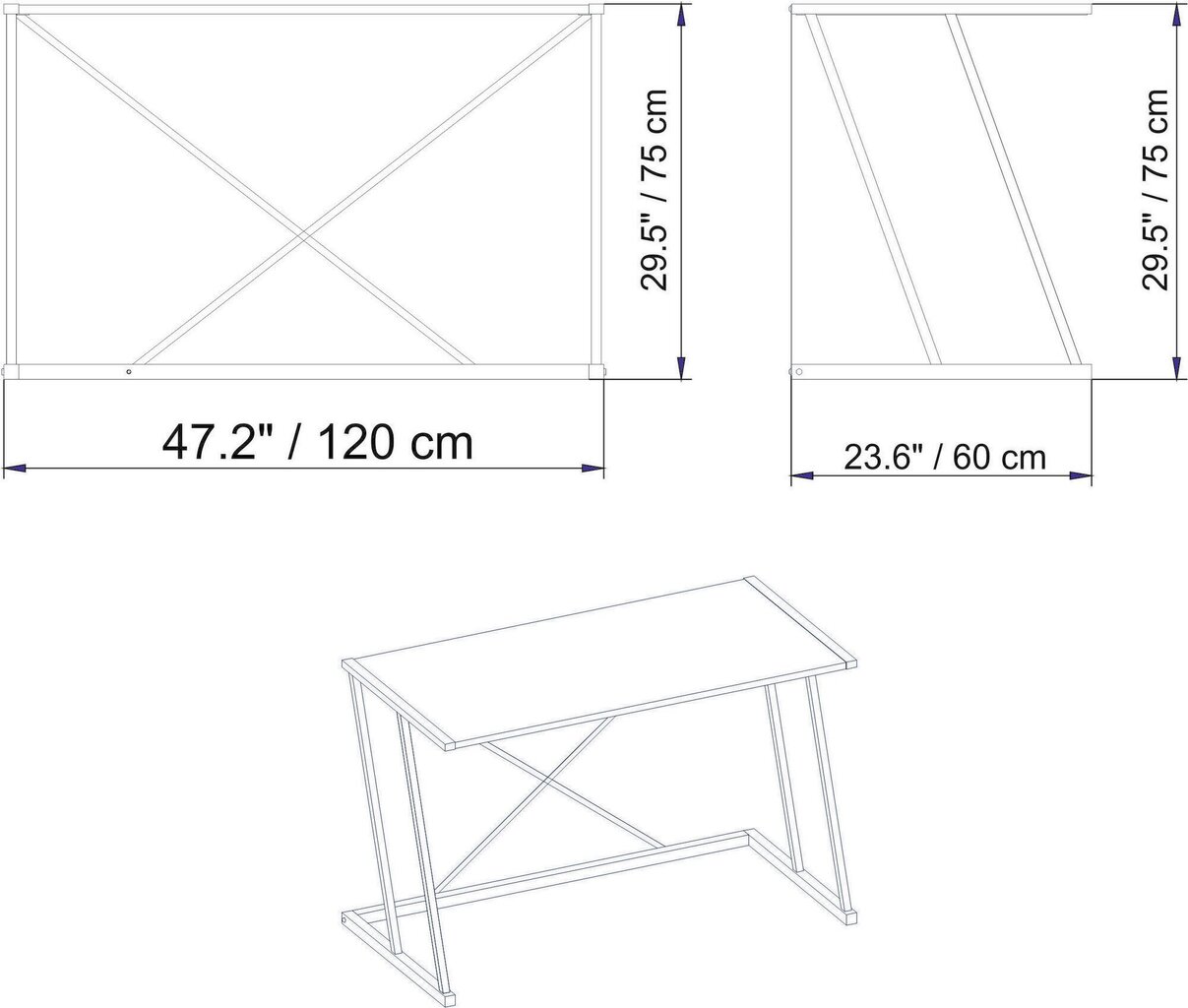 Rašomasis stalas Kalune Design 541, baltas/auksinės spalvos kaina ir informacija | Stalai-konsolės | pigu.lt