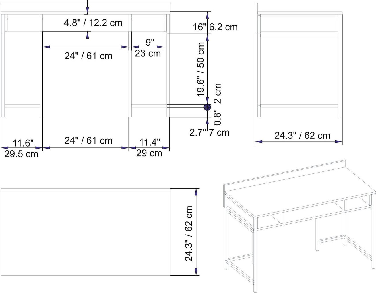 Rašomasis stalas Kalune Design 541, 75,2 cm, baltas/auksinės spalvos цена и информация | Kompiuteriniai, rašomieji stalai | pigu.lt