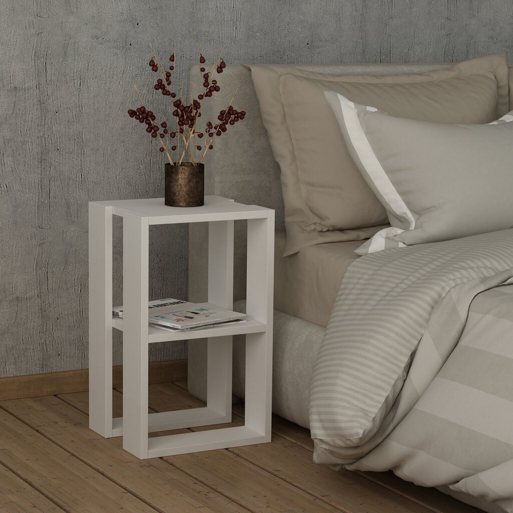 Naktinis staliukas Kalune Design 776 (II), 55 cm, baltas kaina ir informacija | Spintelės prie lovos | pigu.lt