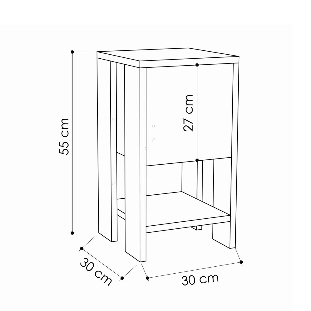Naktinis staliukas Kalune Design 776 (I), 55 cm, pilkas/rudas kaina ir informacija | Spintelės prie lovos | pigu.lt