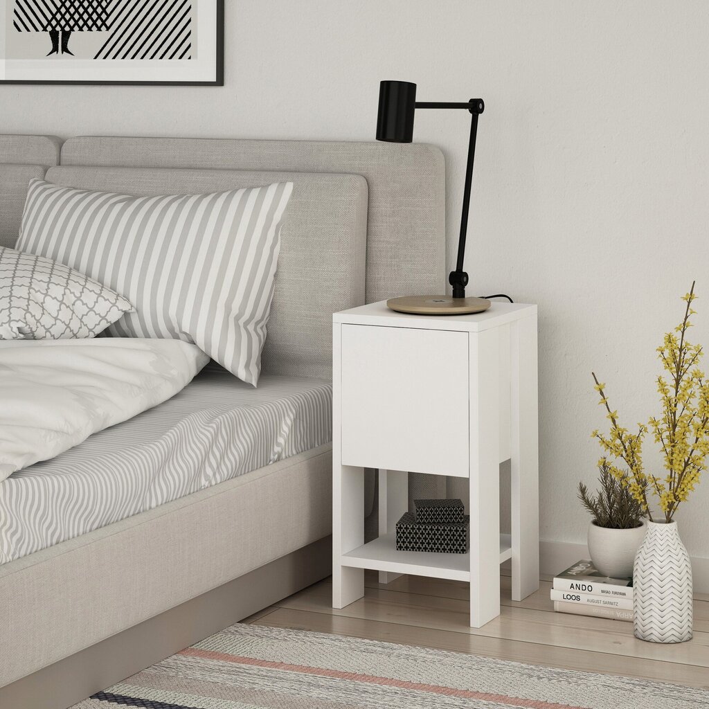 Naktinis staliukas Kalune Design 776 (I), 55 cm, baltas цена и информация | Spintelės prie lovos | pigu.lt