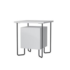 Naktinis staliukas Kalune Design 776 (I), 45 cm, baltas/juodas kaina ir informacija | Spintelės prie lovos | pigu.lt