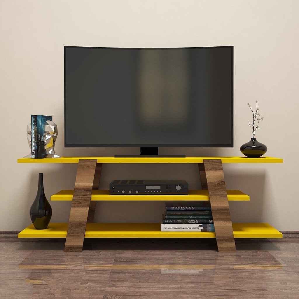 TV staliukas Kalune Design 845, 120 cm, rudas/geltonas цена и информация | TV staliukai | pigu.lt