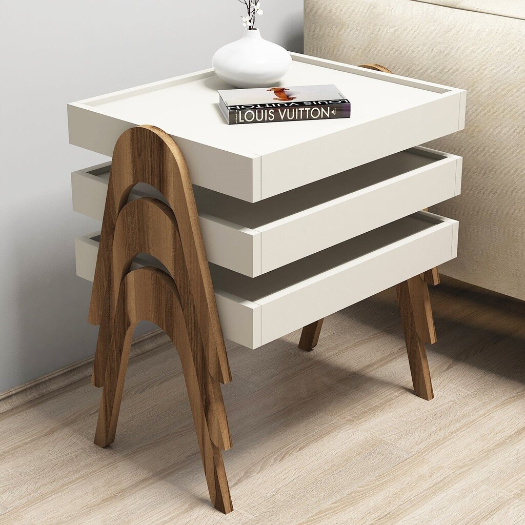 3-jų kavos staliukų komplektas Kalune Design 845(I), smėlio/rudas kaina ir informacija | Kavos staliukai | pigu.lt