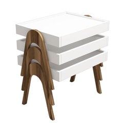 3-jų kavos staliukų komplektas Kalune Design 845(I), baltas/rudas kaina ir informacija | Kavos staliukai | pigu.lt