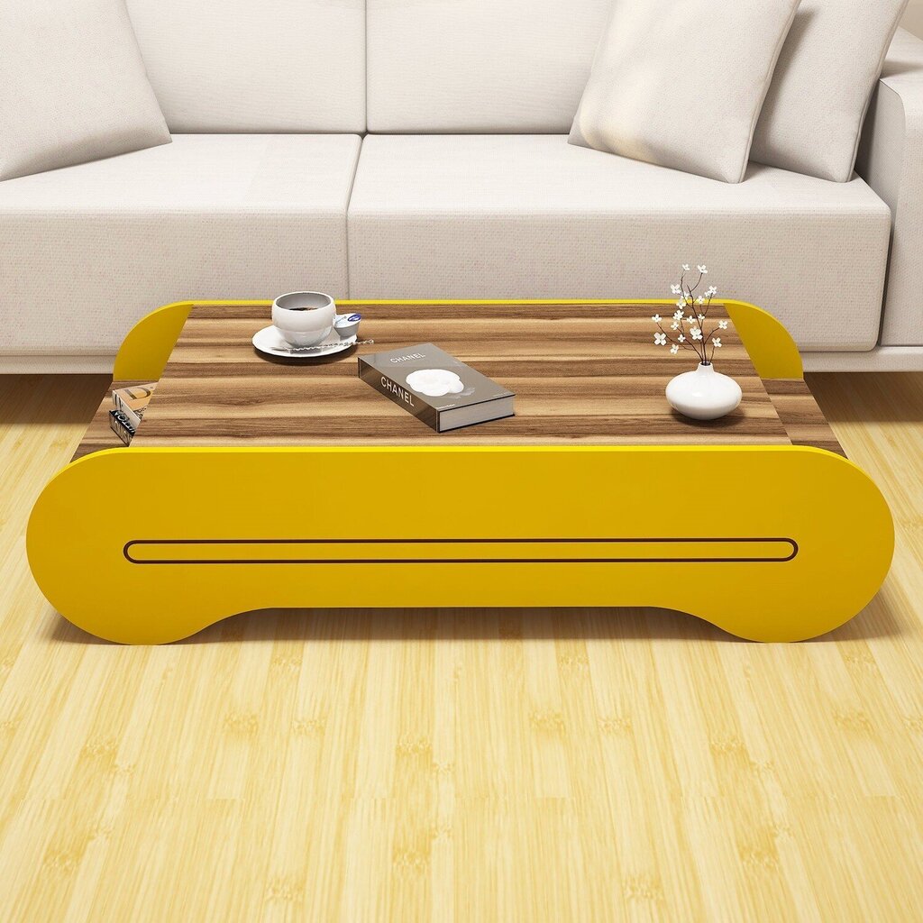 Kavos staliukas Kalune Design 845(II), rudas/geltonas kaina ir informacija | Kavos staliukai | pigu.lt