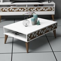 Кофейный столик Kalune Design 845, белый/темно-коричневый цена и информация | Журнальные столики | pigu.lt
