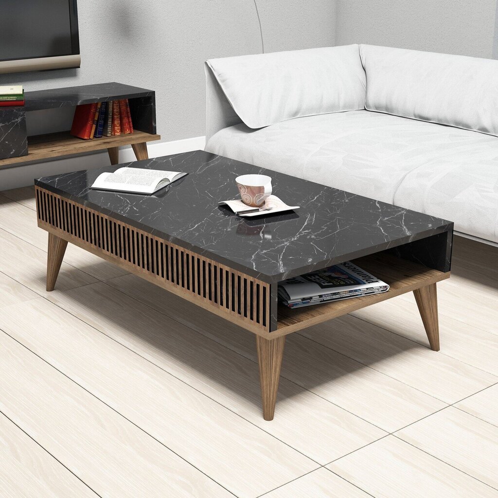 Kavos staliukas Kalune Design 845, rudas/juodas kaina ir informacija | Kavos staliukai | pigu.lt