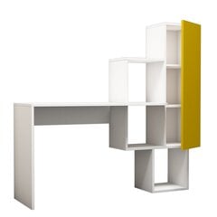 Rašomasis stalas su lentyna Kalune Design 845 (I), baltas/geltonas kaina ir informacija | Kompiuteriniai, rašomieji stalai | pigu.lt