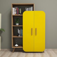 Стеллаж Kalune Design 845, 132 см, коричневый/желтый цена и информация | Полки | pigu.lt