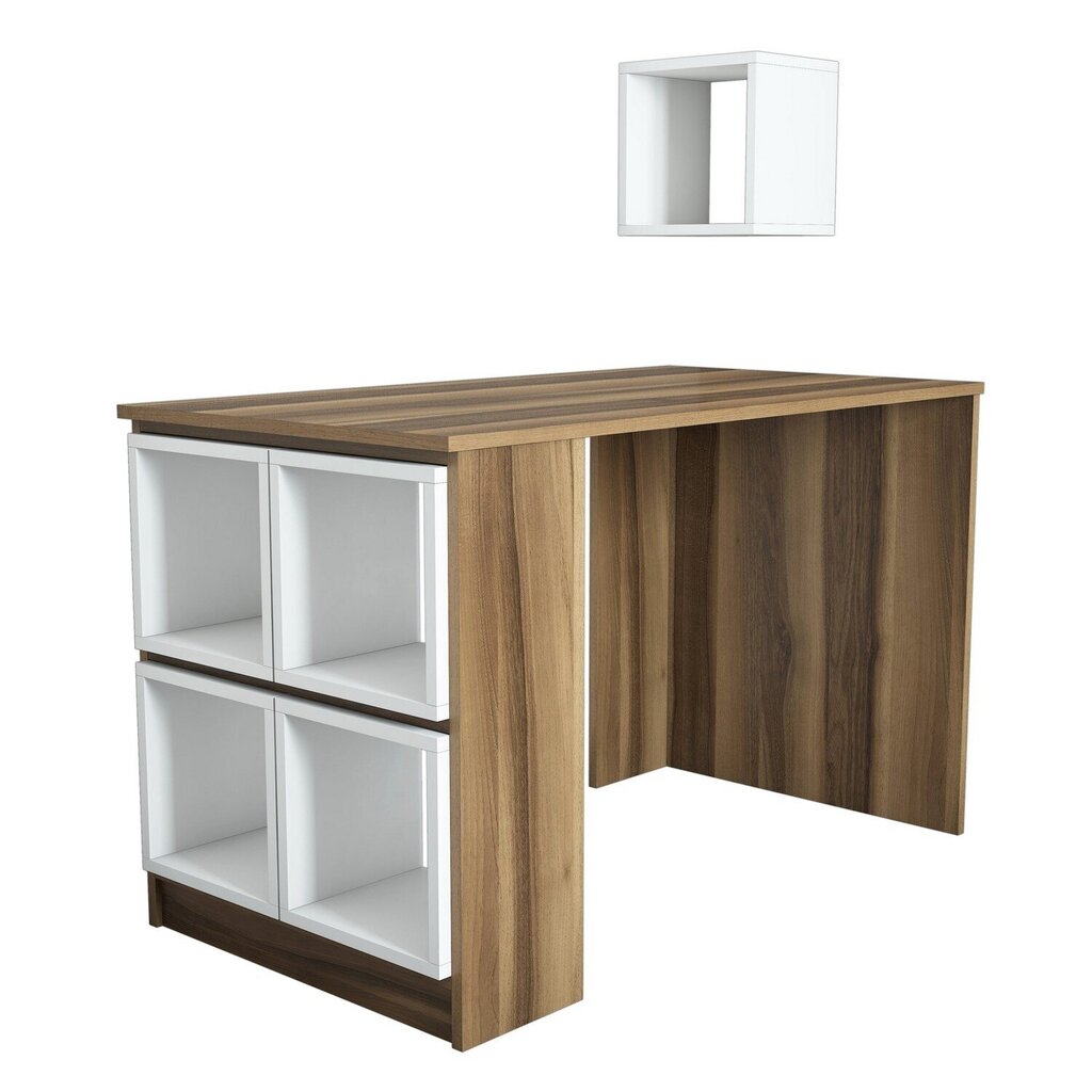 Rašomasis stalas Kalune Design 845 (I), rudas/baltas kaina ir informacija | Kompiuteriniai, rašomieji stalai | pigu.lt