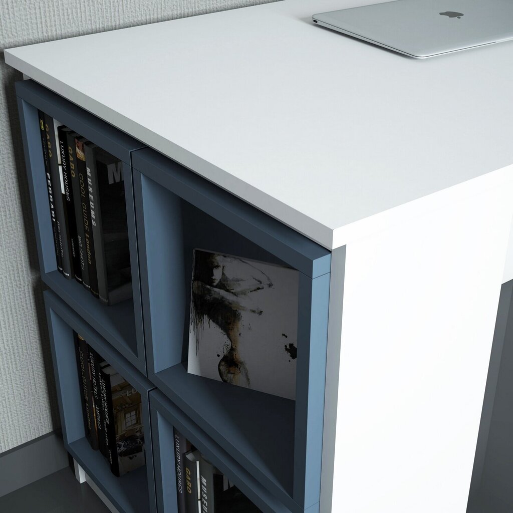 Rašomasis stalas Kalune Design 845 (I), baltas/mėlynas kaina ir informacija | Kompiuteriniai, rašomieji stalai | pigu.lt